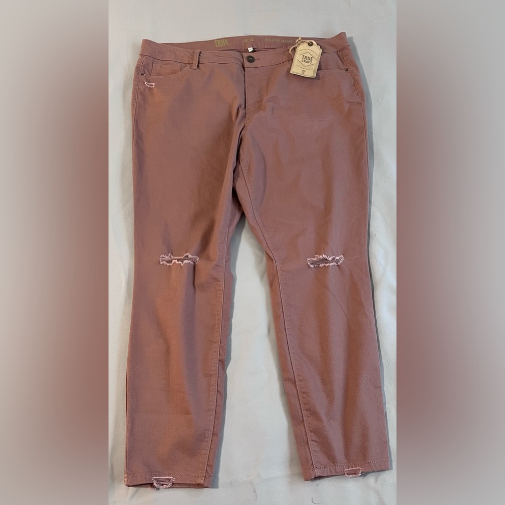 True Craft Womens Ankle Jean Size 22‎ Fit Mid Rise Stretch Pink NWT